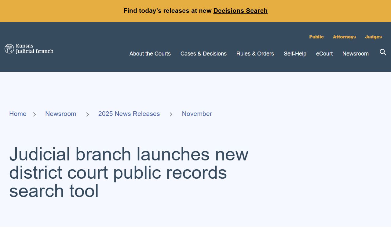 Ellis County court dockets Kansas CaseSearch launch source