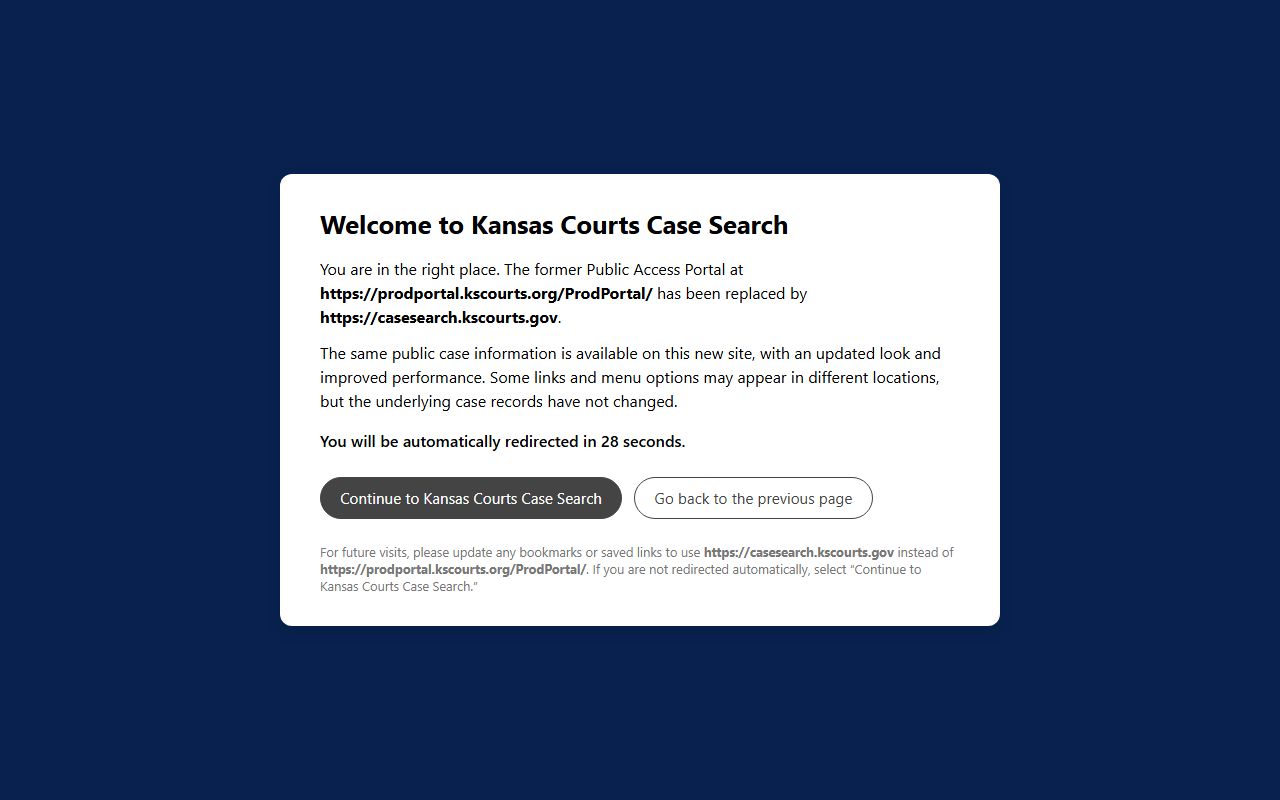 Ellis County court records Kansas CaseSearch portal notice