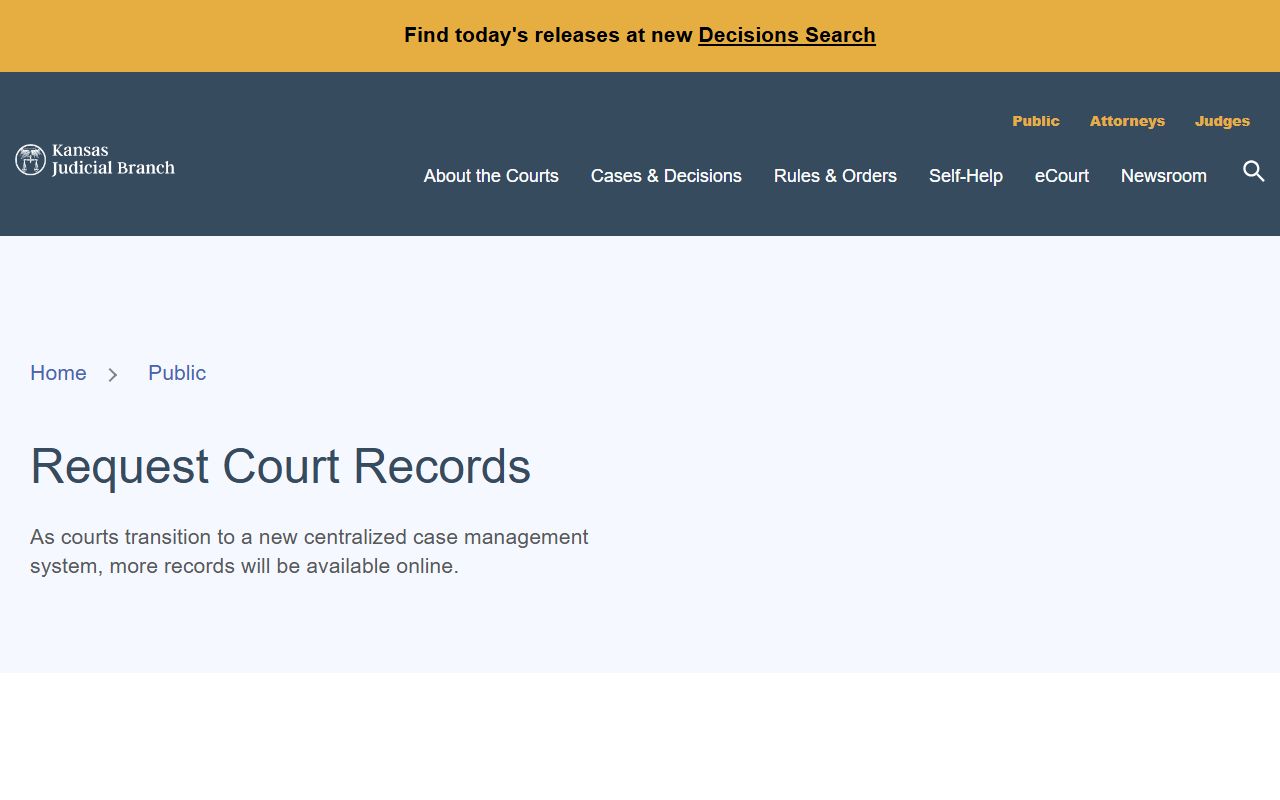 Ellis County court records Kansas request court records page