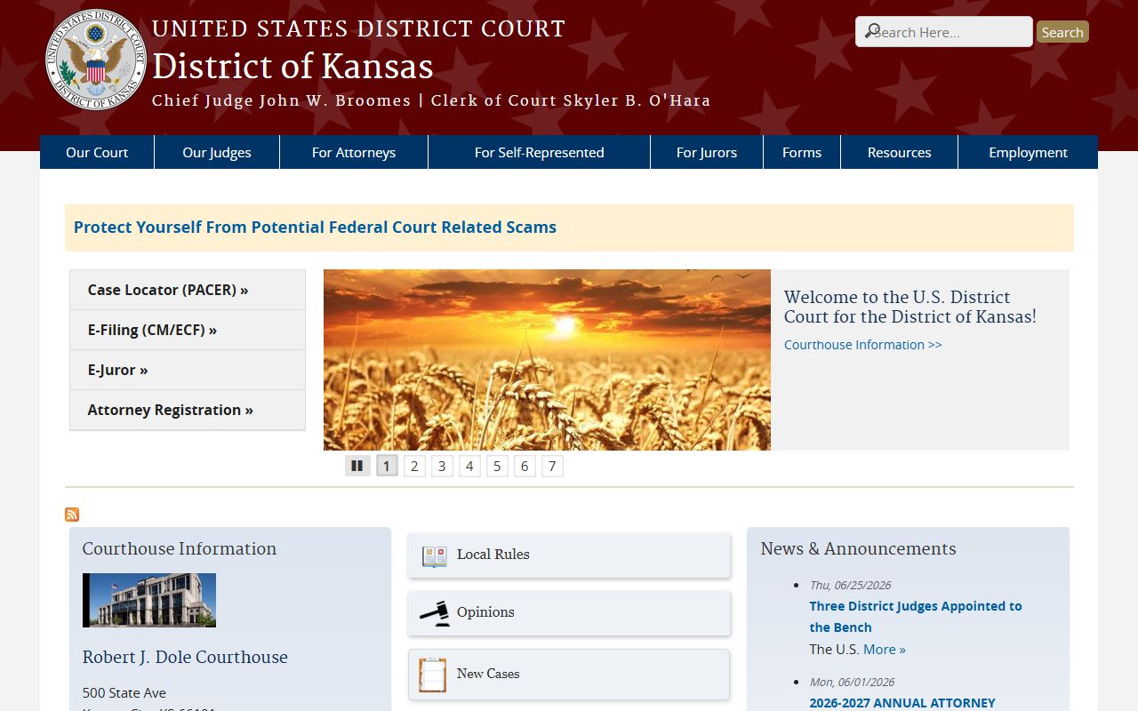 Ellis County District Court federal District of Kansas records distinction