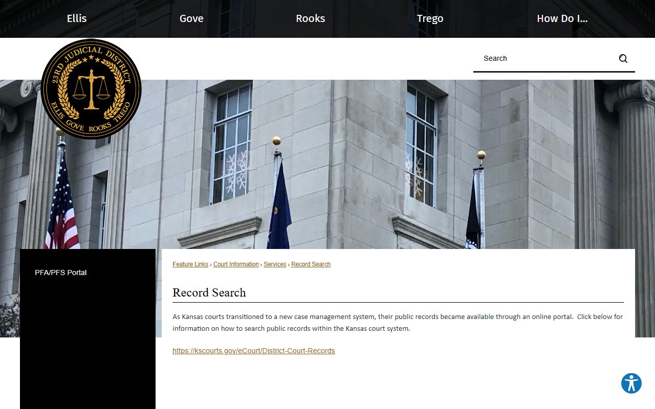 Ellis County court records 23rd Judicial District record search page