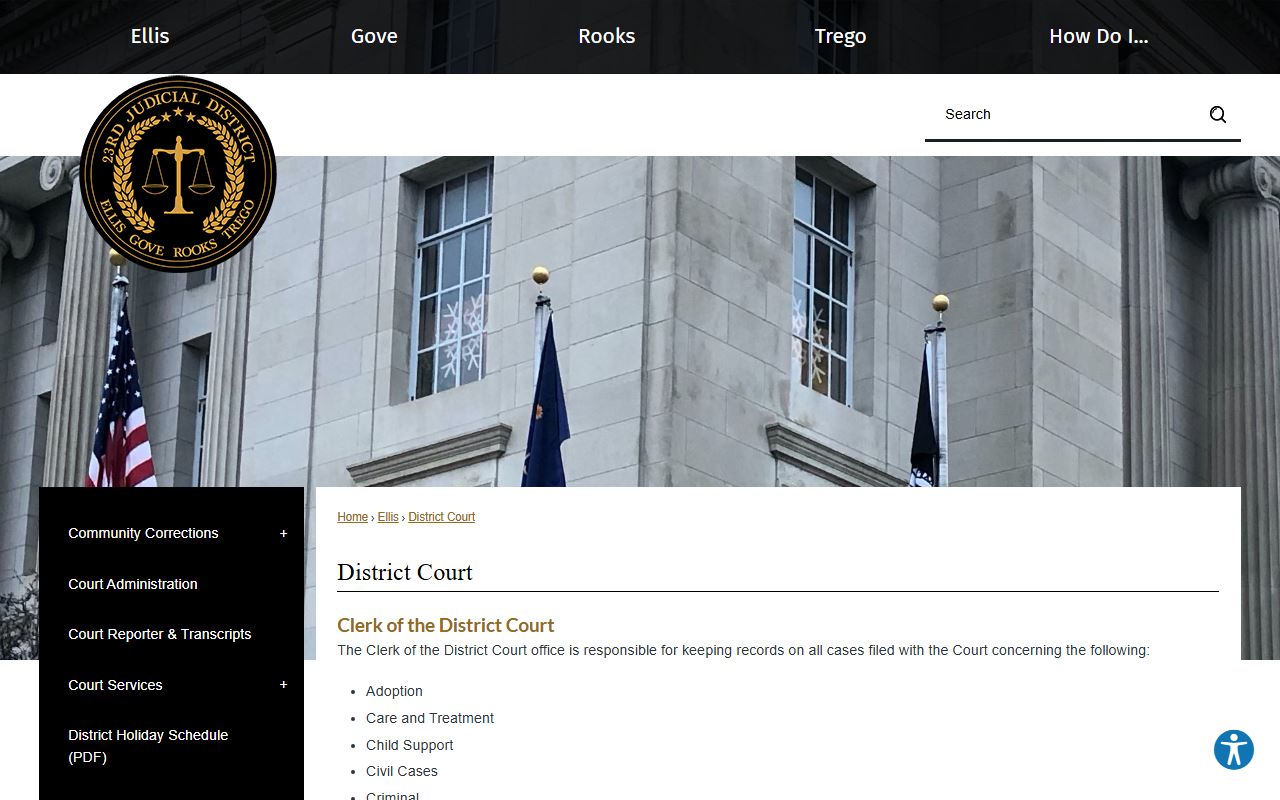 Ellis County court records Clerk of the District Court categories