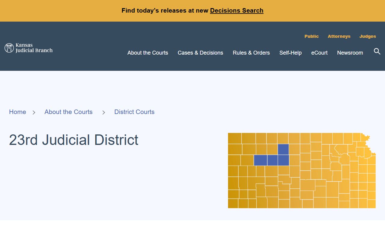 Ellis County court records Kansas 23rd Judicial District listing